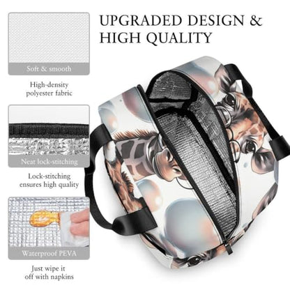 Giraffe Lunch Bag for Women Men | Insulated Lunch Box Leakproof Food Meal Containers Reusable Foldable 6L Capacity Lunch Tote Bags for Work Picnic Travel - color: style-17
