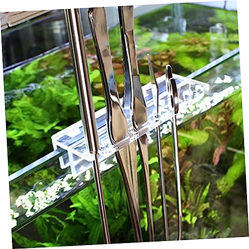 Abaodam Fish Tank Tweezers and Scissors Holder Rack Transparent Acrylic Aquarium Cleaning Accessory Organizer Wall-Mounted Tool Storage for Scissors Tweezers and More