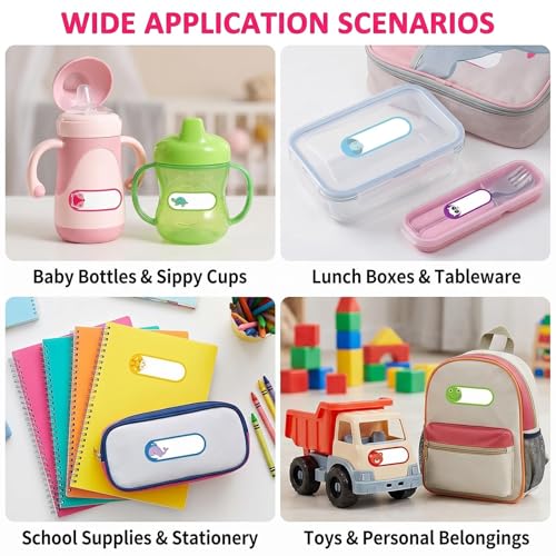 40 Sheets Waterproof Animal Bottle Name Labels | Self-Adhesive Baby Bottles Stickers,for Kids Daycare School Supplies - style: Animal