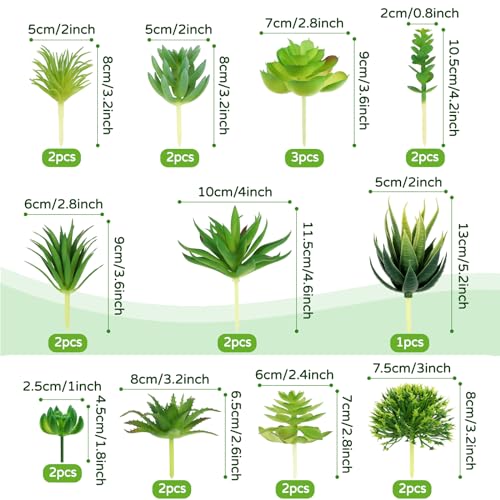 QUOZUO 22pcs Artificial Succulents Realistic Mini Succulent Plants, Green Succulents Small Plants for DIY Crafting Garden Home Arrangement Office Decorations (Unpotted)
