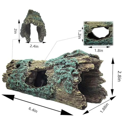 Tfwadmx Reptile Hide Cave Small Resin Aquarium Deoration Cave Hollow Tree Trunk Log Fish Tank Ornament Hideout for Small Reptile Gecko Tarantula Fish Shrimp7.3 * 2.7 * 2.7IN