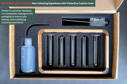 Source & Plot Plant Propagation Station - Acacia Wood Stand with 4 Glass Test Tubes, Tabletop Hydroponic Terrarium Planter Rack for Rooting & Houseplant Decor, Gift for Plant Lovers