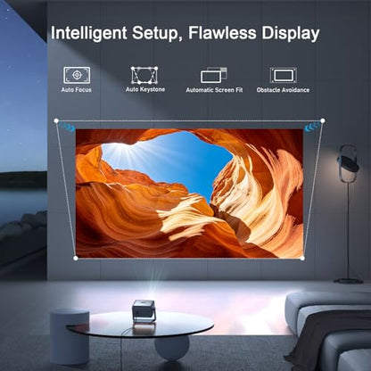 [4200 ANSI & Now with Netflix] 4K Projector with WiFi and Bluetooth for Display Booths, Auto Focus Keystone Smart Projector , Voplls Slide Proyector Adjustable Slides & Film Negatives(silver grey）