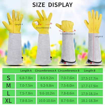 Gardening Gloves for Women/Men, Rose Pruning Thorn-Proof Gloves, with Adjustable Cuff and Durable Goatskin Leather, Comfy Breathable Long Sleeve Work Garden Gauntlet Glove for Yard Work(L) - size: Large (Pack of 1)