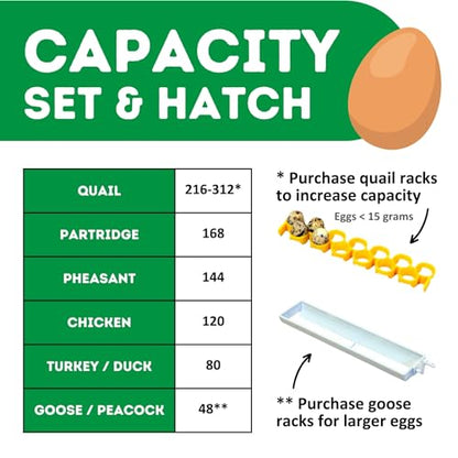 Incubators for Hatching Eggs – 120 Egg Incubator Setter & Hatcher with Automatic Turner & Digital Humidity Control Cabinet, Medium Chicken Incubator & Quail Egg Incubator by Hatching Time - size: 120 Eggs, style: Egg Incubator and Hatcher