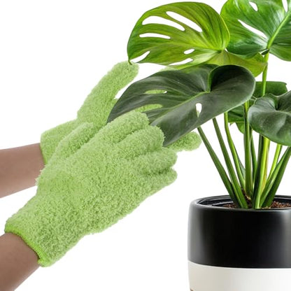 Microfiber Gloves, Dusting Gloves Microfiber Glove for Plants Mittens for houseplants Leaf Plant Care(Green)