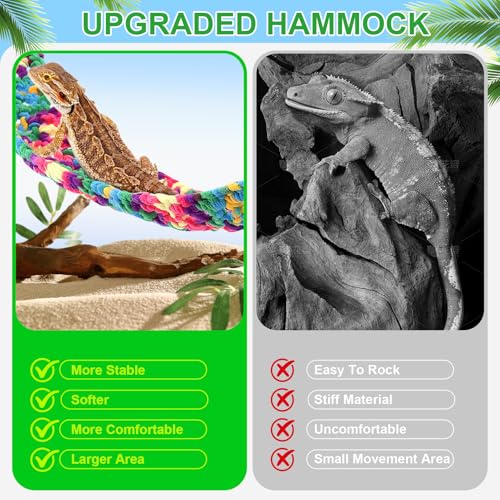 30" x 7" Upgraded Soft Reptile Lizard Hammock, Soft Reptile Lizard Hammock Comfortable Breathable Swing Hanging Sleeping Bed for Small Pets (B)