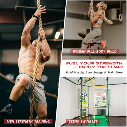 Climbing Rope Gym Workout - 10FT 15FT 20FT 25FT 30FT 35FT Heavy Duty Jute Thick Ropes for Adults Strength Training Outdoor Tree Swing Indoor Home Fitness Exercise - 1.5 Inch - size: 10FT
