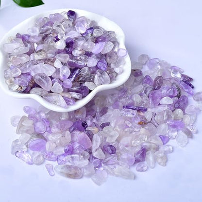 Erliway 7-9mm Amethyst Healing Crystal Chips for Crafts, 100g | Natural Crushed Crystal Stones Tumbled Chips for Vase Filler Aquarium Gravel, Meditation Chakra Balancing, Candle DIY Making - color: Amethyst