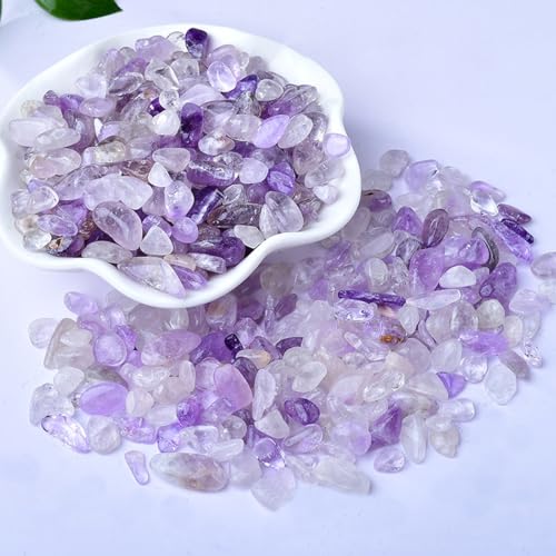 Erliway 7-9mm Amethyst Healing Crystal Chips for Crafts, 100g | Natural Crushed Crystal Stones Tumbled Chips for Vase Filler Aquarium Gravel, Meditation Chakra Balancing, Candle DIY Making - color: Amethyst