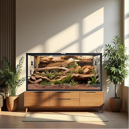 120 Gallon Bearded Dragon Tank,48" x 24" x 24" Reptile Tank with Sliding Door Top Screen Ventilation, Front Opening Reptile Enclosure for Easy Maintenance | Stackable 4x2x2 Reptile Enclosure,Optimal Ventilation & Light Penetration by Rust Proof Mesh Top,E