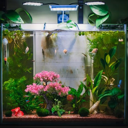 Didiseaon Aquarium Decor Artificial Plants Tree Set 11.4 Inch Pink | Plastic Plants for 10-55 Gallon Fish Tank Decoration Cherry Blossom Tree Fish Tank Decor Betta Fish Bowl Home Office Decor