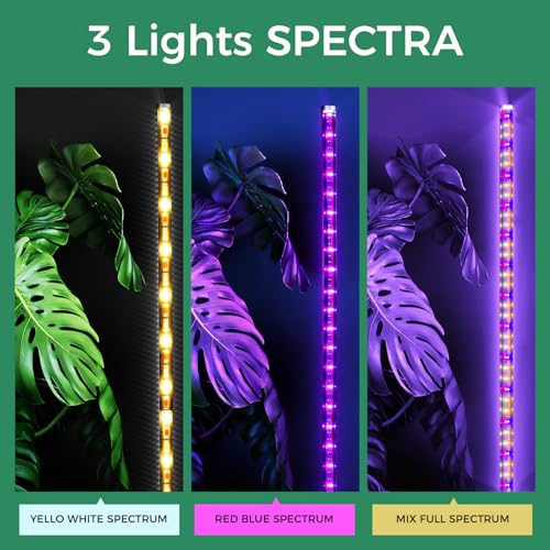 2PCS Grow Lights for Indoor Plants with Timer, 384 LEDs 42W Vertical Full Spectrum Grow Light 65 Inch Standing Grow Lights 3 Light Modes 5-Level Dimmable Wide Coverage - color: 2PCS