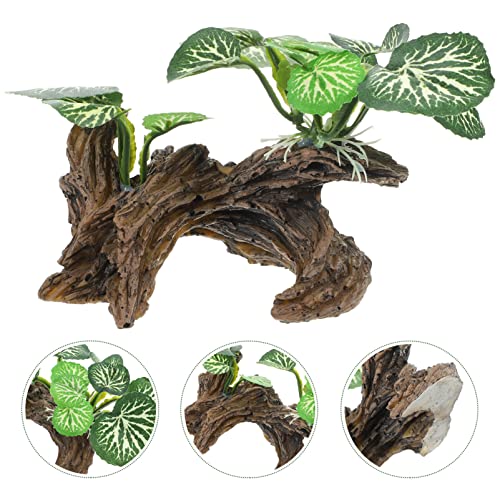 Ipetboom Aquarium Plants Fish Tank Decorations, Reptile Corner Branch Resin Climbing Tree Branch with Leaves, Fish Turtle Tank Decor for Snake Bearded Dragon Lizard Frog - size: X-Small