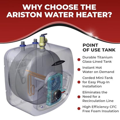 2.5 Gallon Capacity, 120-Volt – Ariston Andris Mini Tank Electric Water Heater – Heating Solution for Under Sink, RV, and Compact Spaces, Smart Boost for Versatile Heating, Simple Installation - style: 2.5 Gallon