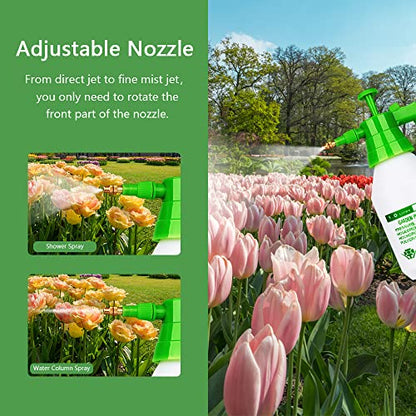 Garden Pump Sprayer,68oz/34oz Hand-held Pressure Sprayer Bottle for Lawn with Safety Value&Adjustable Nozzle, for Watering,Spraying Weeds,Home Cleaning and Car Washing,0.5 Gallon - size: 34oz