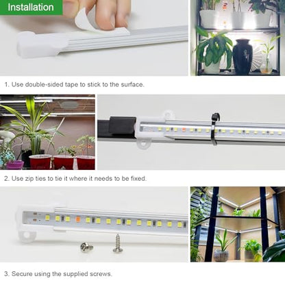 Wiaxulay LED Plant Grow Light Strips, 6000K White Grow Lights for Indoor Plants Full Spectrum, 3 Bars/16 in Grow Lamp with 6/12/16 Hrs Timer, 5 Brightness for Green House, Hydroponics, Seed Starting | 3 Bars 1 Pack, 6000K Growing Lamp with 3 Lighting Mode