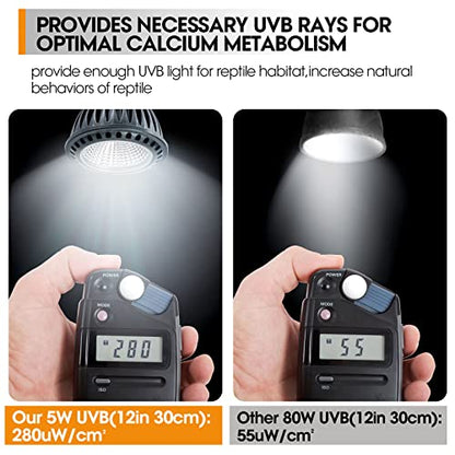 Premium High-Intensity UVB Reptile Light for Optimal Calcium Metabolism,5-Watt 10.0 Desert UVB Light Ideal for Desert-Dwelling Reptiles Bearded Dragons Tortoises - style: Desert 10.0 UVB