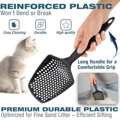Set of 1 Cat Litter Scoop with Small Holes, Deep Sifting Shovel for Fine Litter, Reptile Terrarium Sand & Rabbit Pooper Lifter, Hanging Handle Poop Scooper (Gray, Set of 1) - color: Gray, size: Set of 1