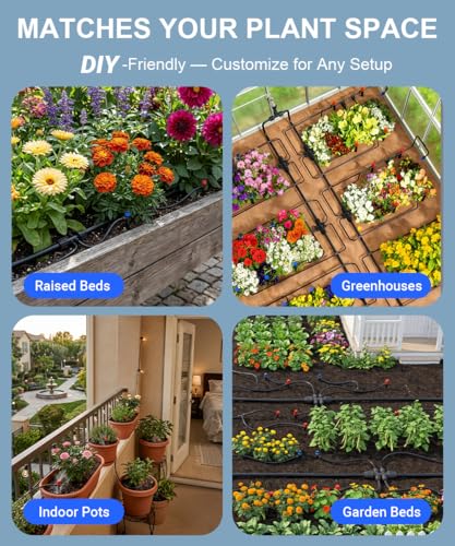 40FT Main tube1/2 Drip Irrigation System Kit with 40 Adjustable Nozzles | All Quick-connect, PE UV-Resistant 2X Lifespan of PVC, Easy Connect, 40FT 1/2" Main tube+ 197FT 1/4" Tube, 4 Nozzle Types - size: 40 Nozzles+ 40FT+197FT All Quick-connect