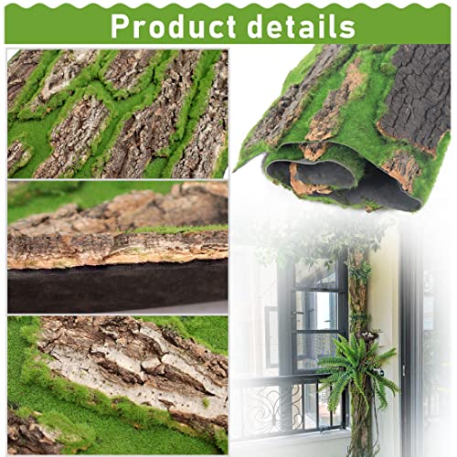 PINVNBY Reptile Terrarium Cork Background, Bearded Dragon Tank Bark Backdrop Wall Decor with Artificial Moss for Gecko Lizard Tortoise Frog Chameleon(4 Pack) - size: 【4 PCS】