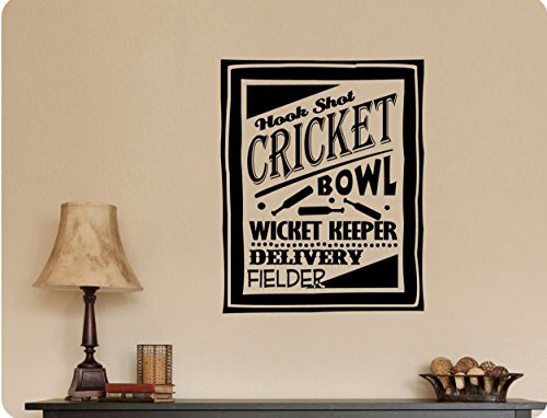 28"x24" Cricket Bowl Hook Shot Wicket Keeper Delievery Fielder Sports Boys Wall Decal Sticker Art Home DŽcor