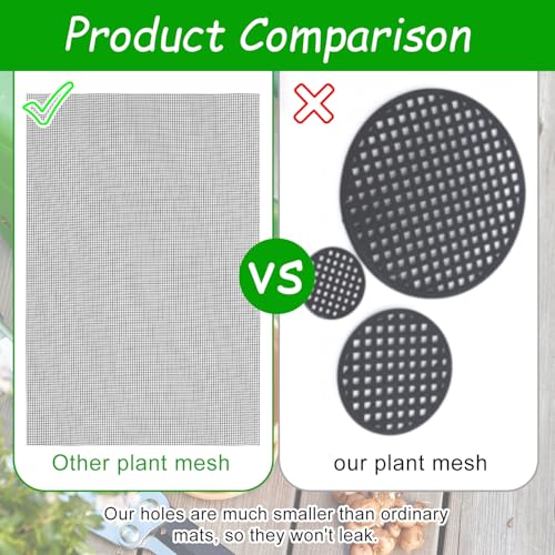 lasuroa 20pcs Flower Pot Hole Netting Mesh Pad, 30x20cm/11.8x7.8 Inch Bonsai Eye Mesh Drainage Screens Plant Pot Drainage Meshes Plant Accessories Kit Screen Meshes Preventing Substrate Leakage