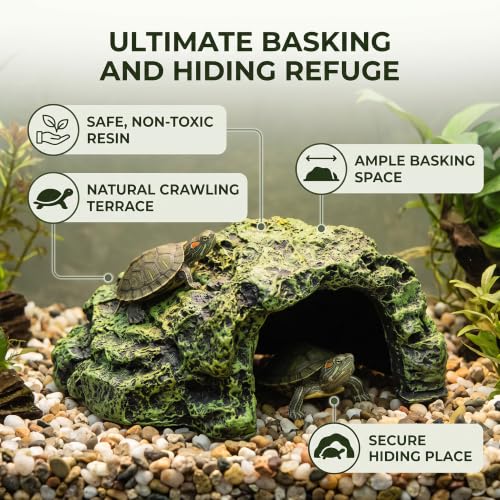Reptile Hideout Cave Hide Small Resin Shelter Basking Decor for Terrarium Aquarium Gray 1 Pack 3.5 x 2.8 x 1.6 in Rock Style Secure Climbing Hide
