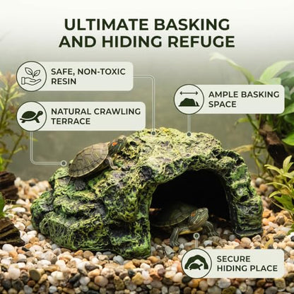 Reptile Hideout Cave Hide Small Resin Shelter Basking Decor for Terrarium Aquarium Gray 1 Pack 3.5 x 2.8 x 1.6 in Rock Style Secure Climbing Hide