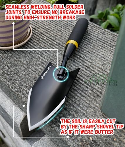 Kemaier Heavy Duty Gardening Hand Trowel - Carbon Steel Shovels Tool | Sharp Weeding, Precision Digging, Industrial-Duty Garden Spade, Engineered for Pros Who Demand More