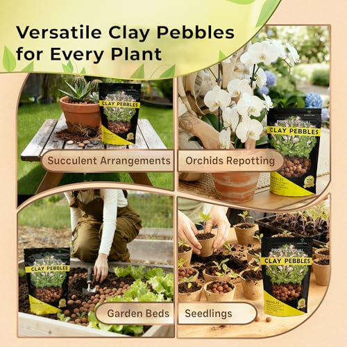 Professional Clay Pebbles for Plants, Expanded Clay Pebbles 2.2 Qt | Clay Pebbles for Plants Hydroponic Promote Healthy Root Growth, Improve Drainage, and Support Vigorous Plants Year-Round - style: Clay Pebbles Soil Additive (2.2 Quarts)