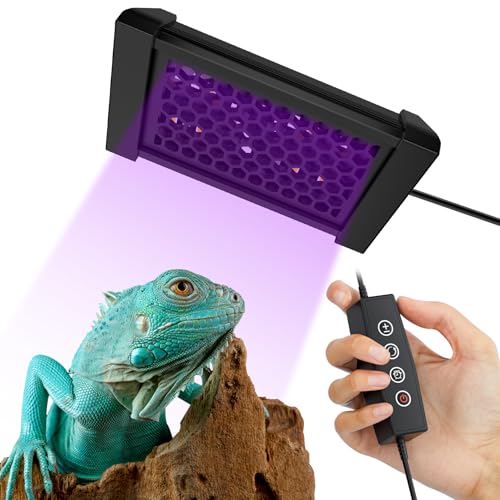 5 Inch LED UVB Reptile Light with 24H Cycle Timer & Dimmer | 4W UVA UVB Lamp, UVI Switching, Brightness Adjustment for Turtle, Bearded Dragon, Lizard and More(No Heat) - size: 5 inches