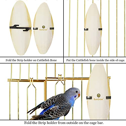 SunGrow 4 Pack Large 6-inch Cuttlefish Bones for Cockatiels, Turtles, Shrimp, Calcium for Beak Trimming, Cuddle Bone for Sharp Beaks, Calcium Block Stone for Egg-Laying Birds