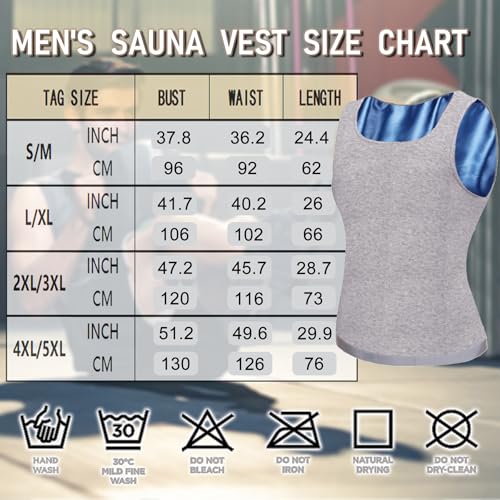 Sauna Vest for Men Waist Trainer, Sleeveless Mens Sweat Sauna Suit Shirt Compression Tank Top - color: Grey(blue Inner), size: Small-Medium