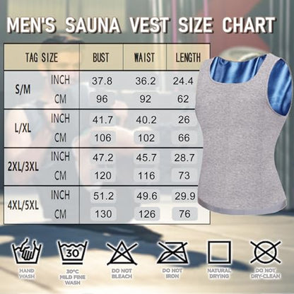 Sauna Vest for Men Waist Trainer, Sleeveless Mens Sweat Sauna Suit Shirt Compression Tank Top - color: Grey(blue Inner), size: Small-Medium