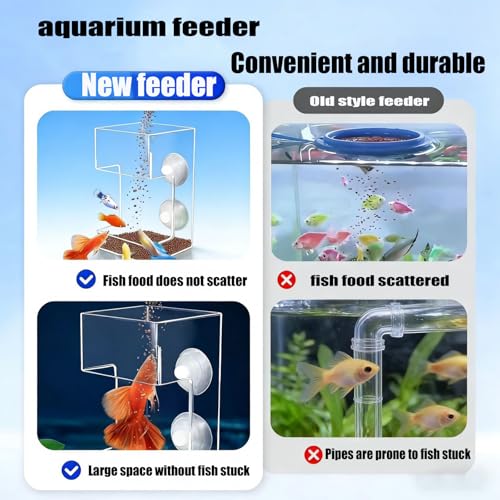 2-Pack Aquarium Square Feeders, Anti-Drift Food Collector and Leak-Proof Feeding Ring, Aquarium Accessories, Suitable for Betta Fish, Rainbow Fish, Guppies and Small Tropical Fish