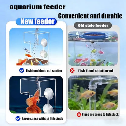 2-Pack Aquarium Square Feeders, Anti-Drift Food Collector and Leak-Proof Feeding Ring, Aquarium Accessories, Suitable for Betta Fish, Rainbow Fish, Guppies and Small Tropical Fish