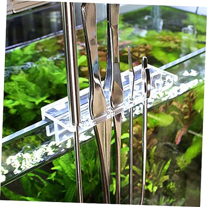 Generic Acrylic Fish Tank Tweezers Scissors -Mounted Storage Organizer for Aquarium Cleaning Tools and Break-Resistant Maintenance Holder Multiple Tool Slots