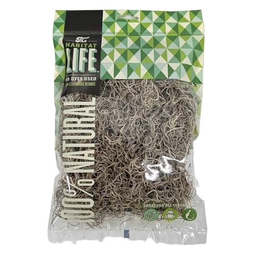 Spanish Moss for Terrarium Habitats, Small 1-Pack | Preserved Moss for Reptiles, Amphibians & Invertebrates Terrariums, Humidity Control, Soft, Dye-Free, Family Owned, USA Made - size: Small 1-pack, style: Spanish Moss