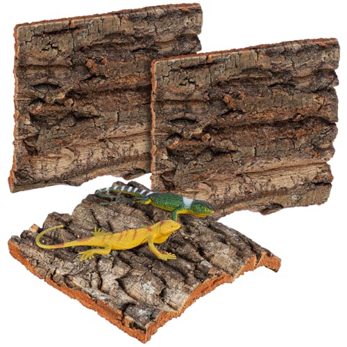 DOITOOL 4 Pcs Cork Bark for Reptiles, 5.9”x5.9” Natural Wood Terrarium Background Decor, Lizard Tank Accessories Climbing Mat Setup for Bearded Dragon Gecko Snake Frog