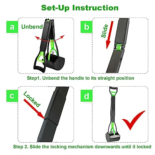 32" Pooper Scooper for Large Small Dogs Heavy Duty, Long Handle Poop Scoop for Yard, Grass, Gravel, Dog Poop Grabber with High Strength Material and Durable Spring - size: 1 Piece(32-inch length)Green