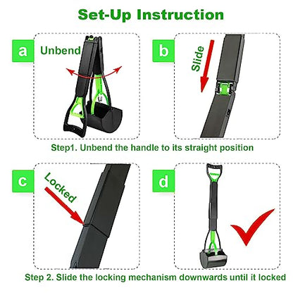 32" Pooper Scooper for Large Small Dogs Heavy Duty, Long Handle Poop Scoop for Yard, Grass, Gravel, Dog Poop Grabber with High Strength Material and Durable Spring - size: 1 Piece(32-inch length)Green