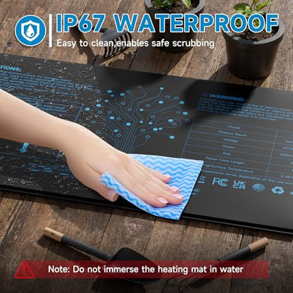 Hon&Guan 10"x 20.75" Seedling Heat Mat with Digital Thermostat Combo Set | PVC/PET layers, IP67 surface, 41-113°F control, 0-24h timer, overheating protection, for seedlings, brewing and reptiles - size: 10"x 20.75" 1 Pack