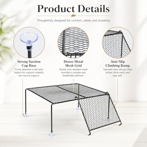 Turtle Basking Platform,Turtle Tank Accessories,Large Standing Dock for Aquatic Turtles Habitat Aquarium Tortoise Ramp Stand Topper Area Ramps Elevated Climbing Reptiles Resting Steel Overpass