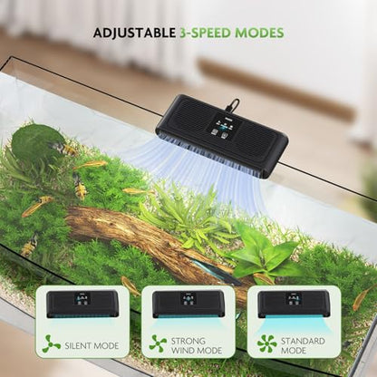 PAIZOO Aquarium Chiller Fan, Ultra-Quiet Fish Tank Cooler with 3 Speed Mode | Effective Cooling 3-7℉, Max Wind Speed 10ft/s, Fish Tank Cooling Fan for Axolotl Tank Accessories Freshwater Saltwater Tanks