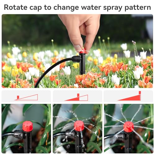50pcs Drip Irrigation Emitters for 1/4" Tubing, 360 Degree Adjustable Flow | Drippers with Lock Barbed, 5" Arrow Stake, Irrigation Drippers for Diy Garden Watering System Kit - size: 50pcs Drip Emitters with Lock Barbed