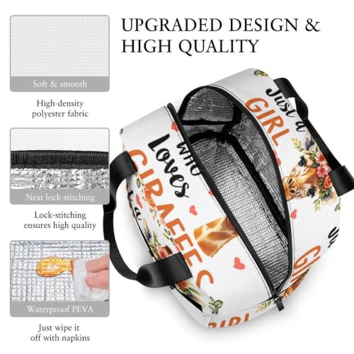 Giraffe Loves Lunch Bag for Women Men | Insulated Lunch Box Leakproof Food Meal Containers Reusable Foldable 6L Capacity Lunch Tote Bags for Work Picnic Travel - color: style-14