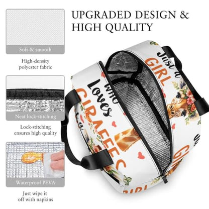 Giraffe Loves Lunch Bag for Women Men | Insulated Lunch Box Leakproof Food Meal Containers Reusable Foldable 6L Capacity Lunch Tote Bags for Work Picnic Travel - color: style-14