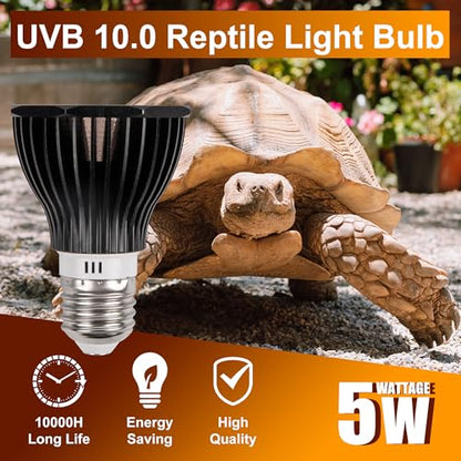 UVB Reptile Light Bulb 10.0, 5W LED High Intensity UV Replacement Lamp Bulbs for Desert Reptiles Bearded Dragons Lizard Tortoise Iguanas Chameleons Snake - 1 Pack - size: UVB 10.0