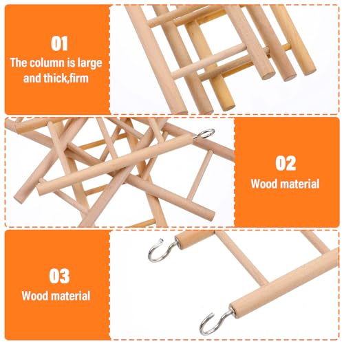 4 Pcs Wooden Bird Ladder, Bird Ladder for Cage, Birds Toys for Parakeets Parrots Lovebirds Cockatoo Birdie Basics Climbing Supplies(3&4&5&6 Step)